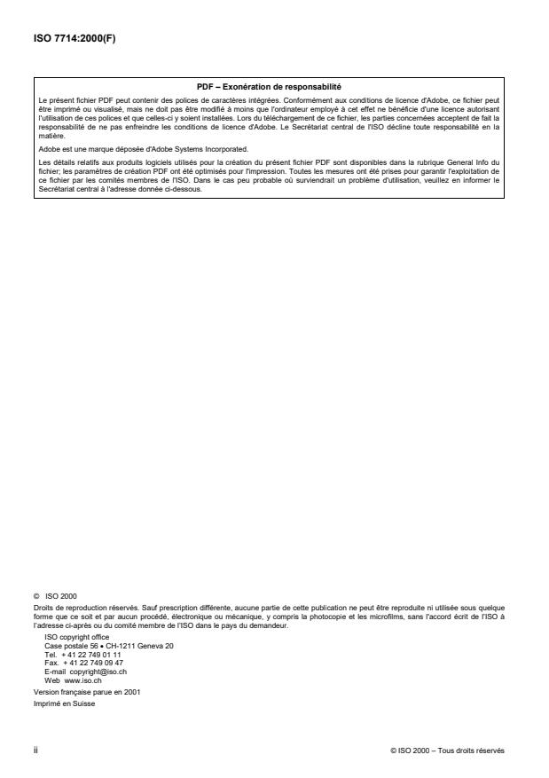 ISO 7714:2000 ISO 7714:2000 - Matériel agricole d'irrigation -- Vannes volumétriques -- Exigences générales et méthodes d'essai - Page 2 preview