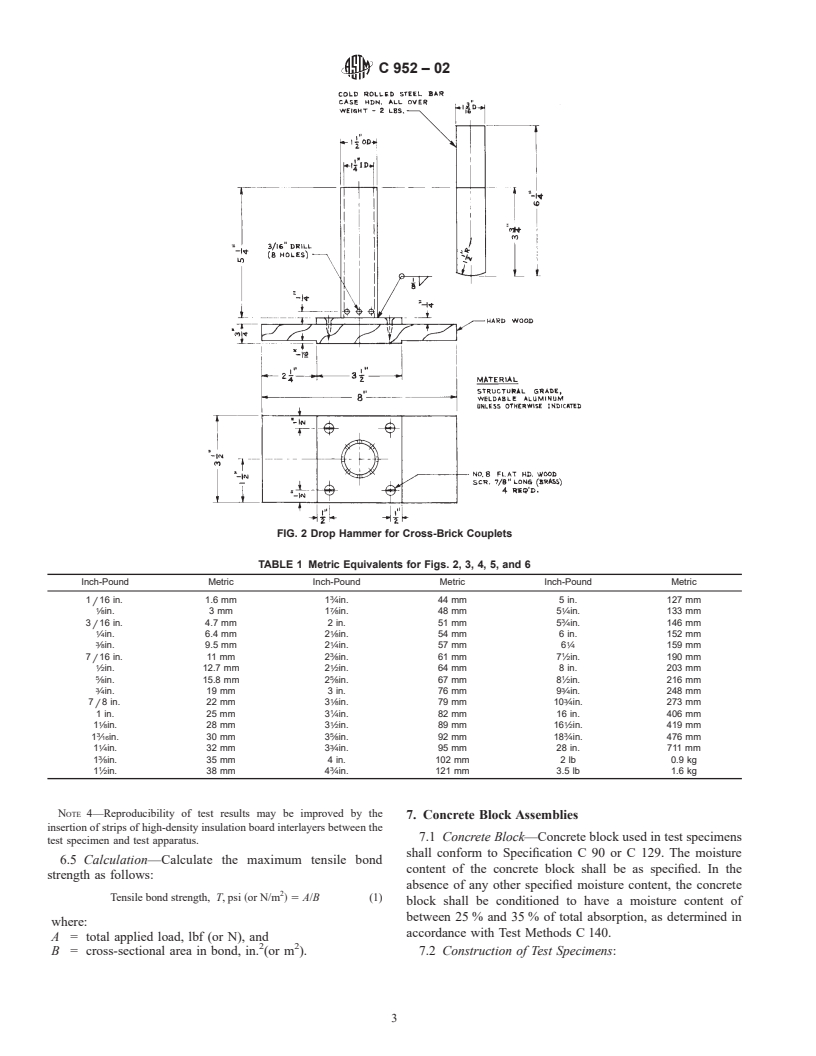 ASTM C952-02 - Standard Test Method for Bond Strength of Mortar to Masonry Units