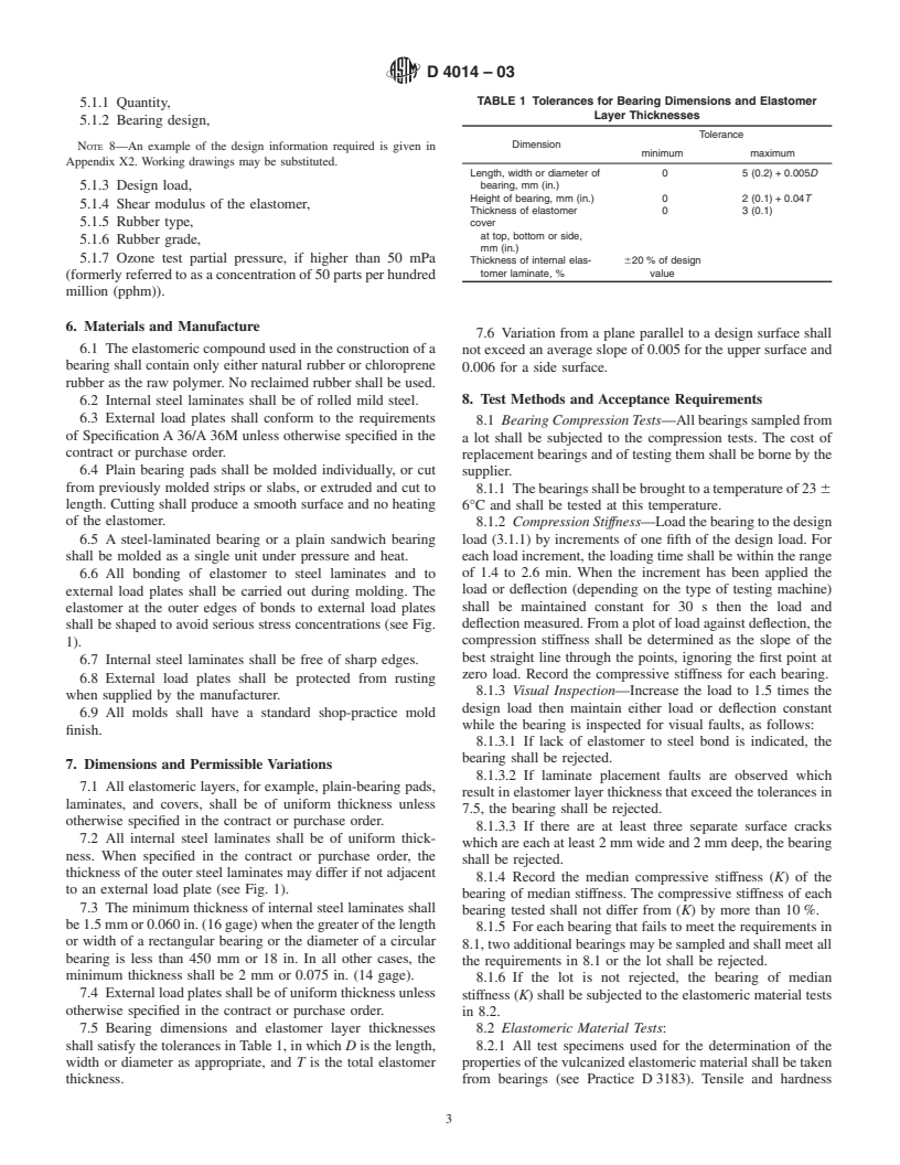 ASTM D4014-03 - Standard Specification for Plain and Steel-Laminated Elastomeric Bearings for Bridges