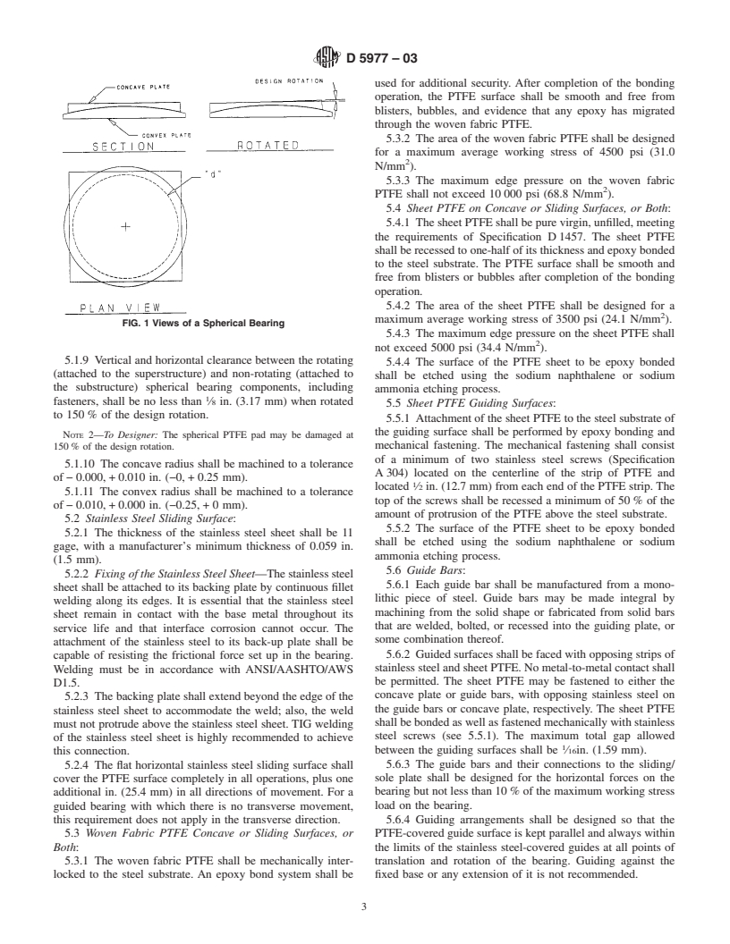 ASTM D5977-03 - Standard Specification for High Load Rotational Spherical Bearings for Bridges and Structures