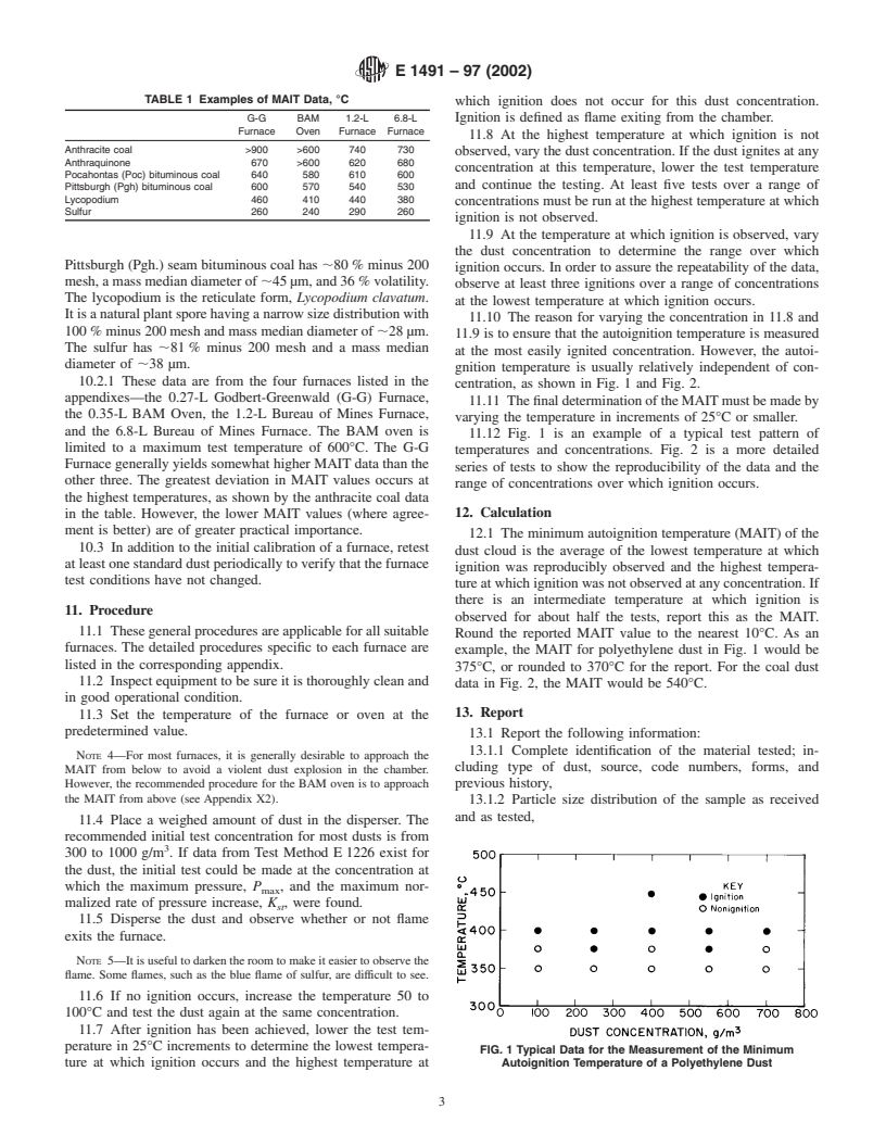 ASTM E1491-97(2002) - Standard Test Method for Minimum Autoignition Temperature of Dust Clouds