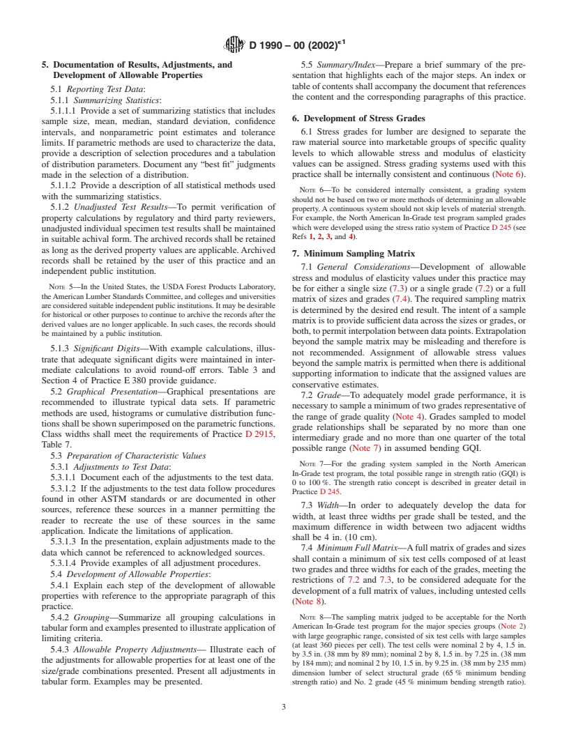 ASTM D1990-00(2002)e1 - Standard Practice for Establishing Allowable Properties for Visually-Graded Dimension Lumber from In-Grade Tests of Full-Size Specimens