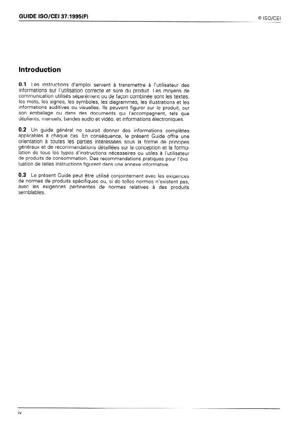 ISO/IEC Guide 37:1995 ISO/IEC Guide 37:1995 - Instructions d'emploi pour les produits présentant un intéret pour les consommateurs - Page 4 preview