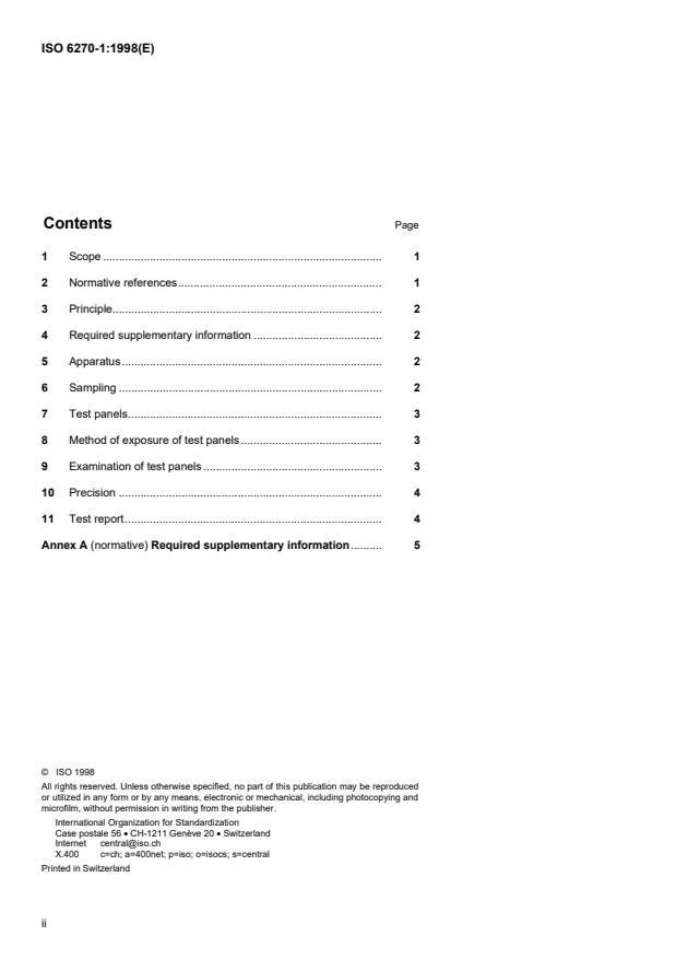 ISO 6270-1:1998 ISO 6270-1:1998 - Paints and varnishes -- Determination of resistance to humidity - Page 2 preview