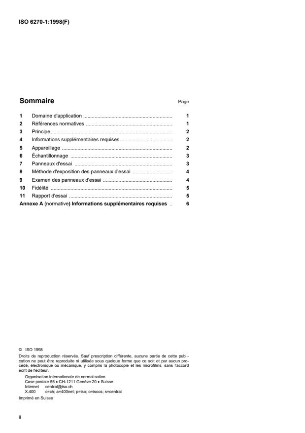 ISO 6270-1:1998 ISO 6270-1:1998 - Peintures et vernis -- Détermination de la résistance a l'humidité - Page 2 preview