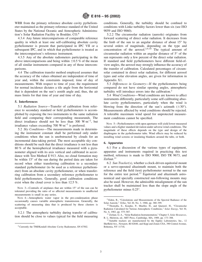 ASTM E816-95(2002) - Standard Test Method for Calibration of Pyrheliometers by Comparison to Reference Pyrheliometers