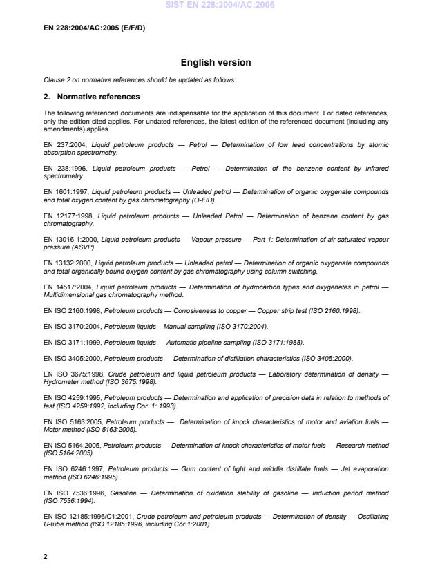 EN 228:2004/AC:2005 EN 228:2004/AC:2006 - Page 4 preview