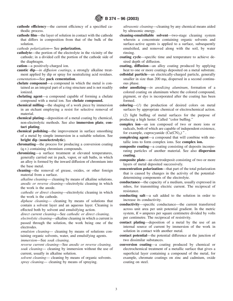 ASTM B374-96(2003) - Standard Terminology Relating to Electroplating