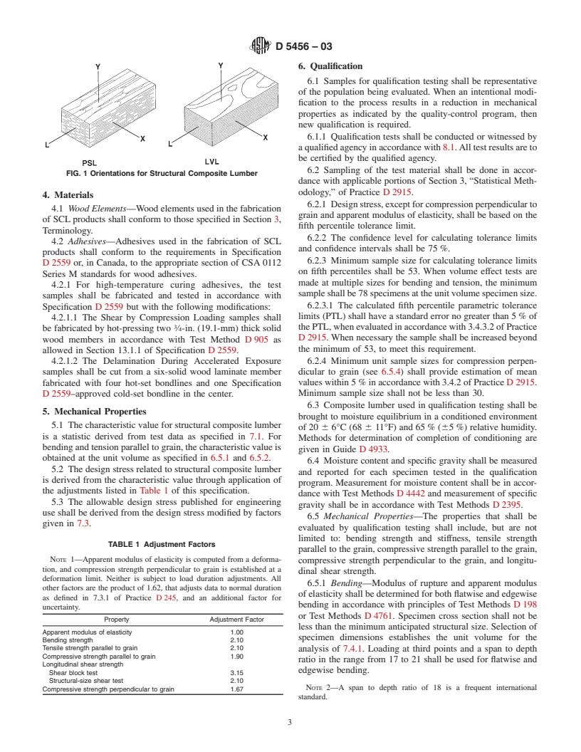 ASTM D5456-03 - Standard Specification for Evaluation of Structural Composite Lumber Products