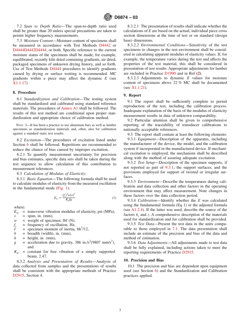 ASTM D6874-03 - Standard Test Methods for Nondestructive Evaluation of Wood-Based Flexural Members Using Transverse Vibration