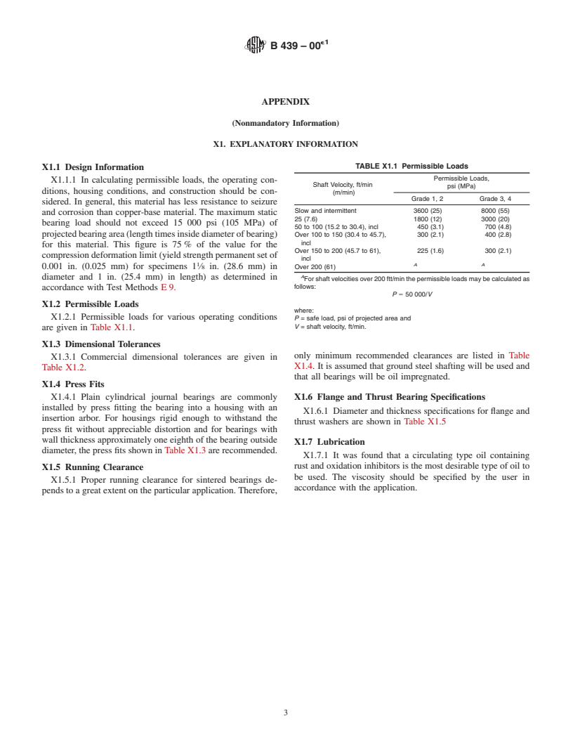 ASTM B439-00e1 - Standard Specification for Iron-Base Sintered Bearings (Oil-Impregnated)