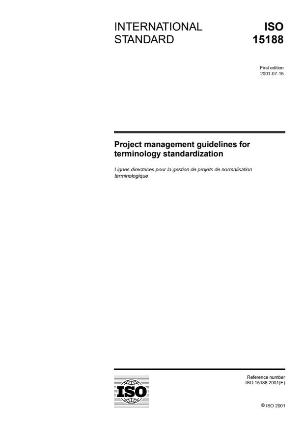 ISO 15188:2001 - Project management guidelines for terminology standardization