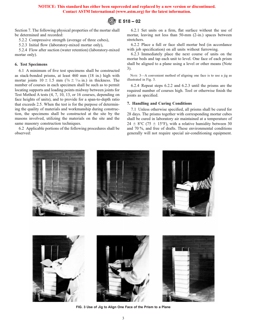 ASTM E518-02 - Standard Test Methods for Flexural Bond Strength of Masonry