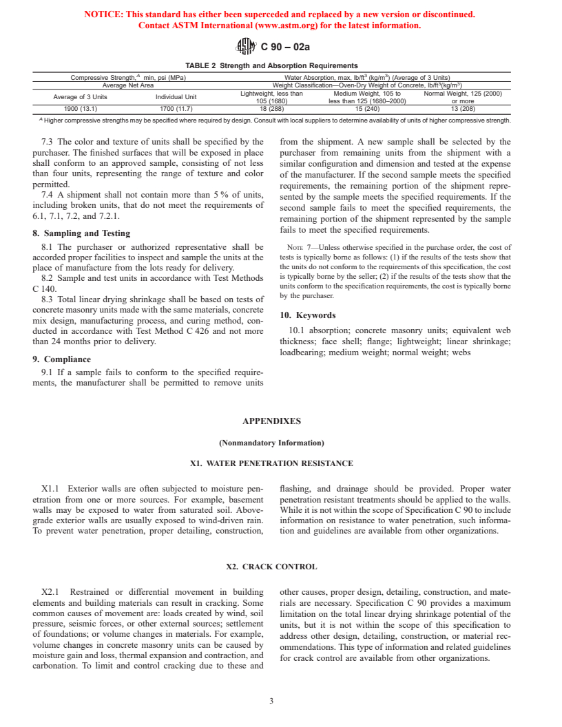 ASTM C90-02a - Standard Specification for Loadbearing Concrete Masonry Units