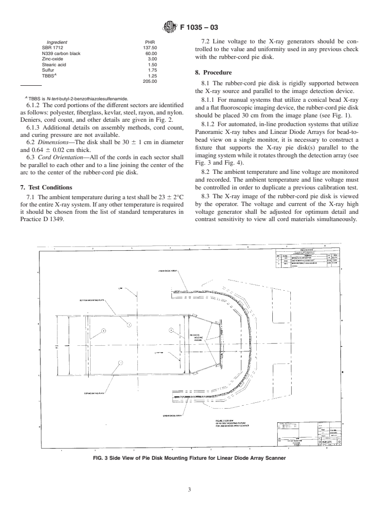 ASTM F1035-03 - Standard Practice for Use of Rubber-Cord Pie Disk to Demonstrate the Discernment Capability of a Tire X-ray Imaging System