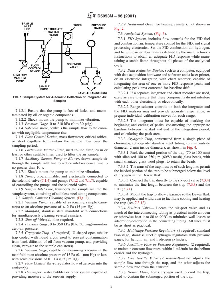 ASTM D5953M-96(2001) - Standard Test Method for Determination of Non-Methane Organic Compounds (NMOC) in Ambient Air Using Cryogenic Preconcentration and Direct Flame Ionization Detection Method (Metric)