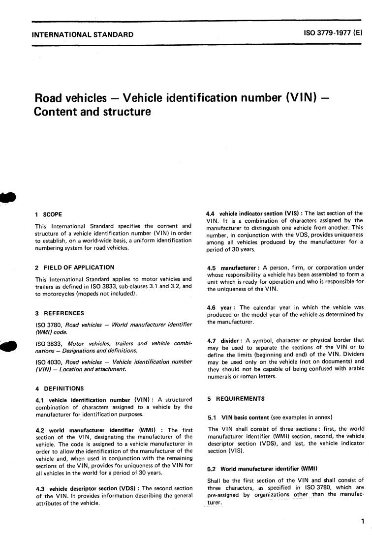 ISO 3779:1977 - Title missing - Legacy paper document
Released:1/1/1977