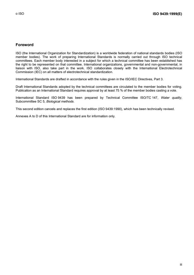 ISO 9439:1999 ISO 9439:1999 - Water quality — Evaluation of ultimate aerobic biodegradability of organic compounds in aqueous medium — Carbon dioxide evolution test
Released:3/4/1999 - Page 3 preview