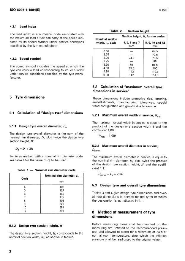 ISO 6054-1:1994 ISO 6054-1:1994 - Motorcycle tyres and rims (Code-designated series) -- Diameter codes 4 to 12 - Page 4 preview