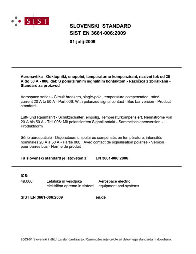 EN 3661-006:2006 EN 3661-006:2009 - Page 1 preview