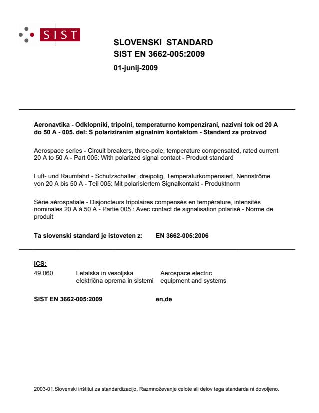 EN 3662-005:2006 EN 3662-005:2009 - Page 1 preview