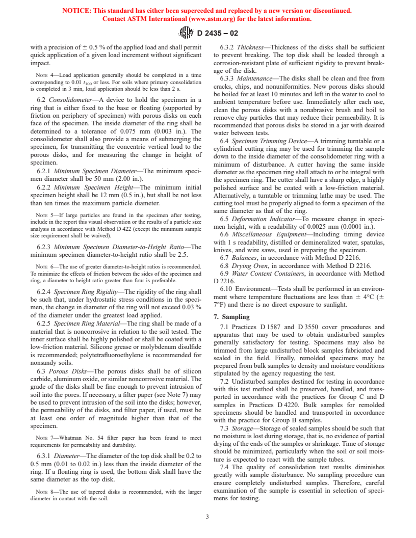 ASTM D2435-02 - Standard Test Method for One-Dimensional Consolidation Properties of Soils