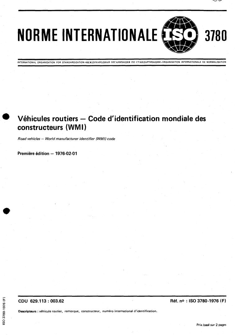 ISO 3780:1976 - Title missing - Legacy paper document
Released:1/1/1976