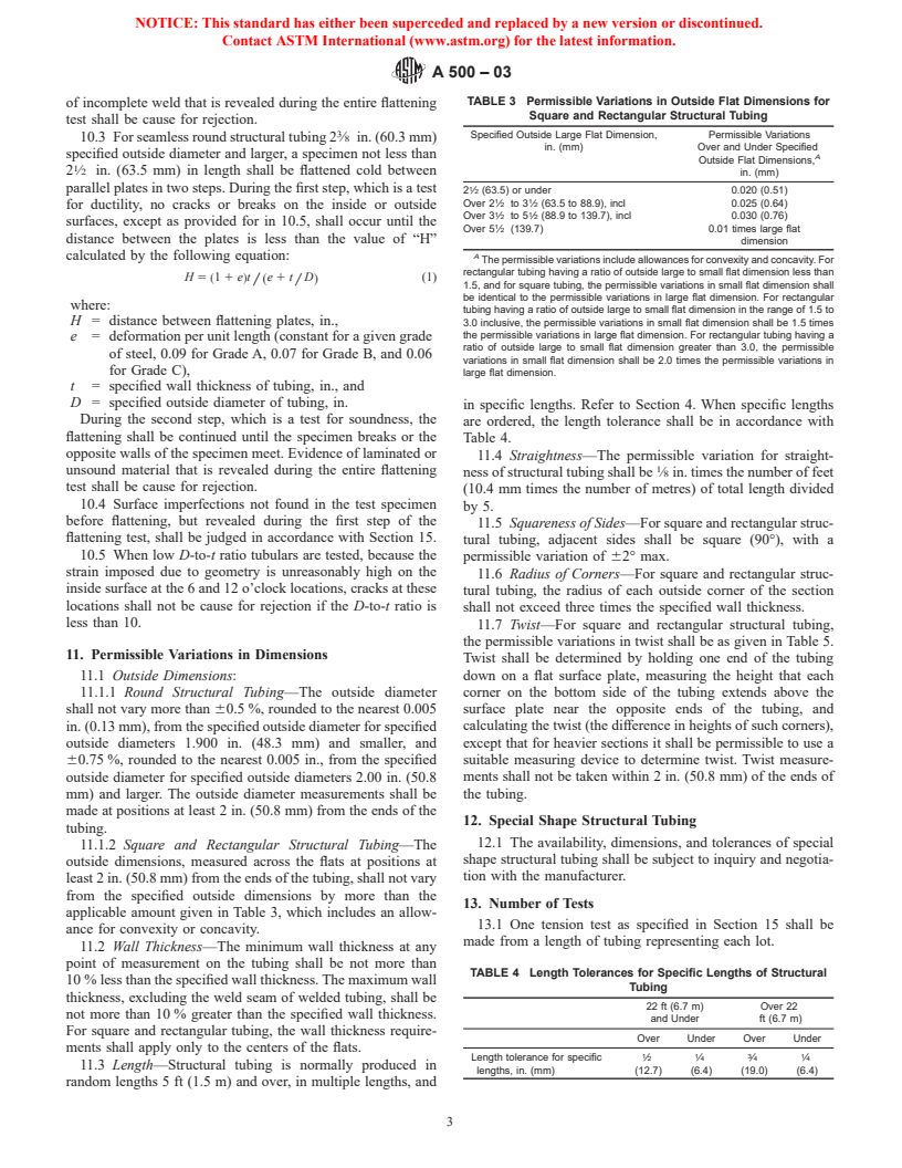 ASTM A500-03 - Standard Specification for Cold-Formed Welded and Seamless Carbon Steel Structural Tubing in Rounds and Shapes