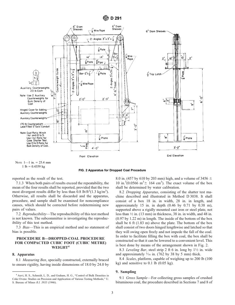 ASTM D291-86(1994)e1 - Standard Test Method for Cubic Foot Weight of Crushed Bituminous Coal