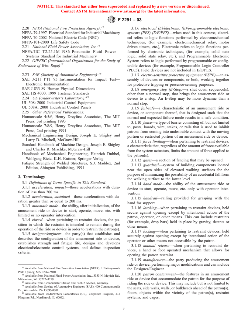 ASTM F2291-03 - Standard Practice for Design of Amusement Rides and Devices