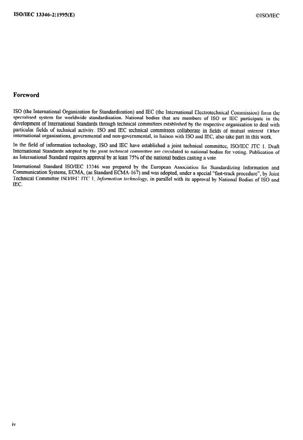 ISO/IEC 13346-2:1995 ISO/IEC 13346-2:1995 - Information technology -- Volume and file structure of write-once and rewritable media using non-sequential recording for information interchange - Page 4 preview