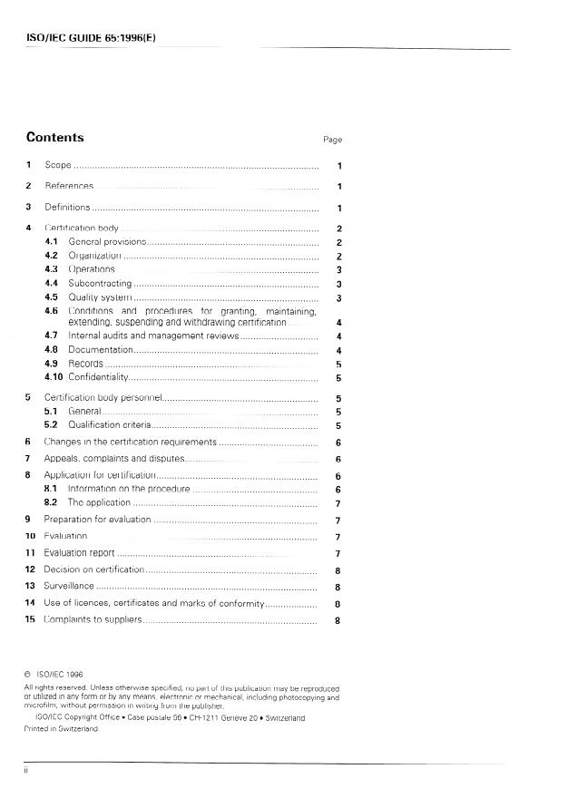 ISO/IEC Guide 65:1996 ISO/IEC Guide 65:1996 - General requirements for bodies operating product certification systems - Page 2 preview