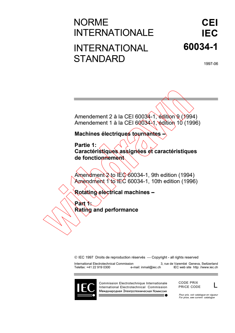 IEC 60034-1:1996/AMD1:1997 - Amendment 1 - Rotating electrical machines - Part 1: Rating and performance
Released:6/27/1997
Isbn:2831839017