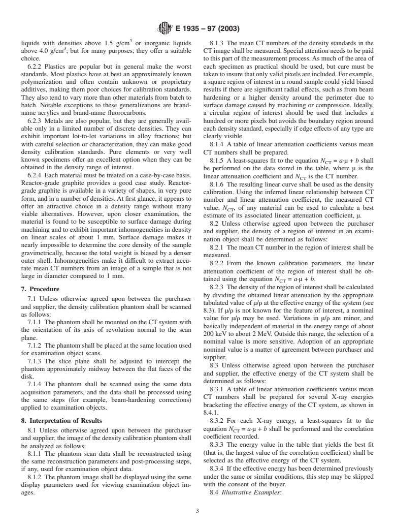 ASTM E1935-97(2003) - Standard Test Method for Calibrating and Meausring CT Density