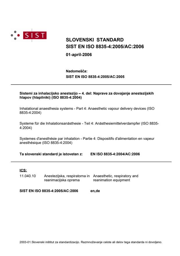 EN ISO 8835-4:2005/AC:2006