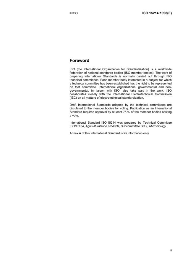 ISO 15214:1998 - Microbiology of food and animal feeding stuffs -- Horizontal method for the enumeration of mesophilic lactic acid bacteria -- Colony-count technique at 30 degrees C