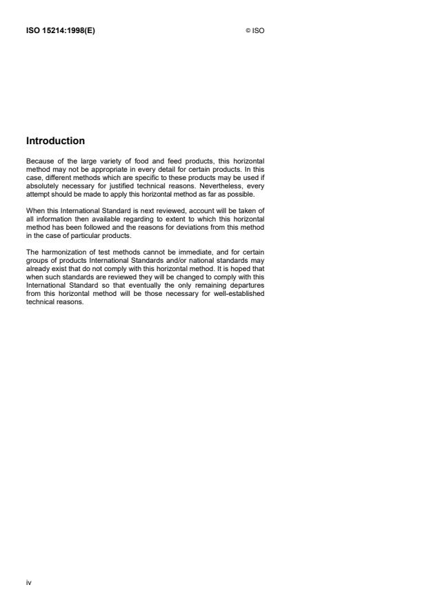 ISO 15214:1998 ISO 15214:1998 - Microbiology of food and animal feeding stuffs -- Horizontal method for the enumeration of mesophilic lactic acid bacteria -- Colony-count technique at 30 degrees C - Page 4 preview