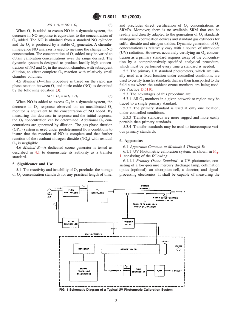 ASTM D5011-92(2003) - Standard Practices for Calibration of Ozone Monitors Using Transfer Standards