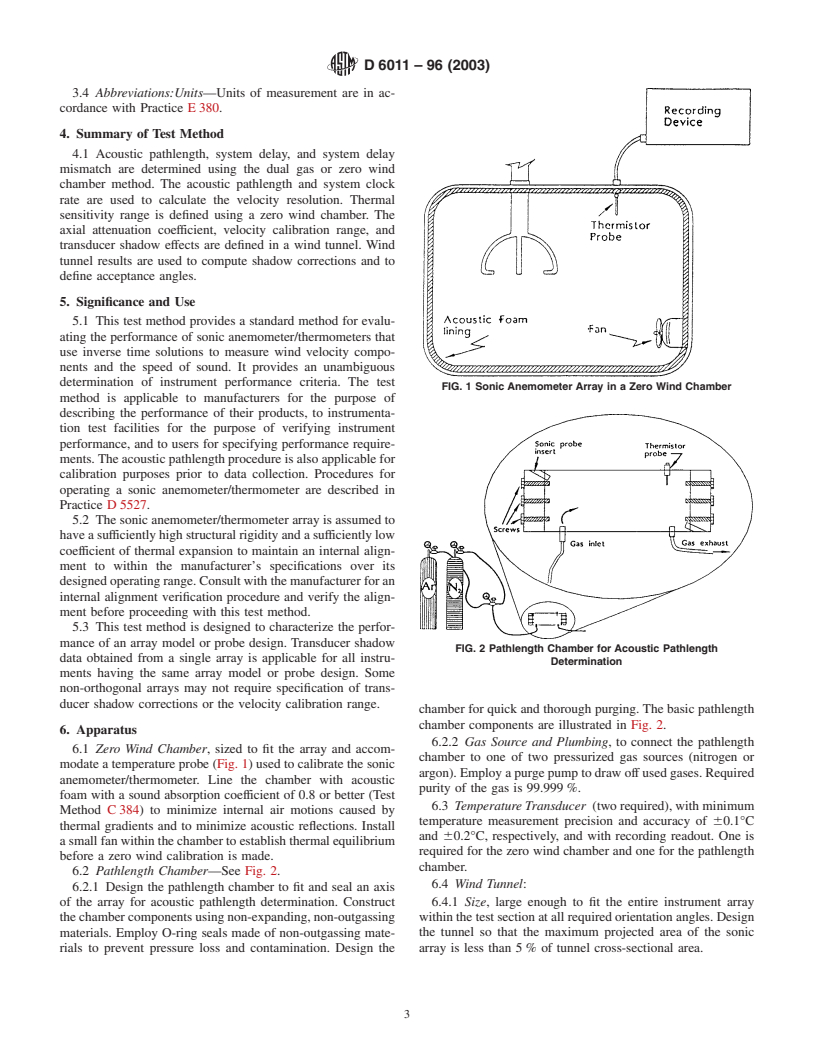 ASTM D6011-96(2003) - Standard Test Method for Determining the Performance of a Sonic Anemometer/Thermometer