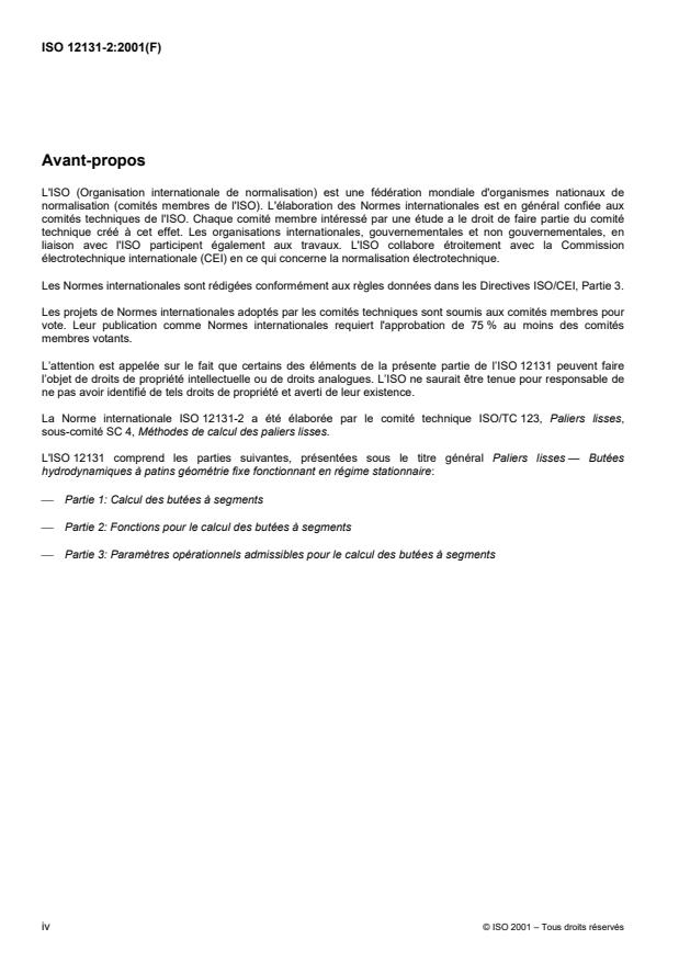 ISO 12131-2:2001 ISO 12131-2:2001 - Paliers lisses -- Butées hydrodynamiques a patins géométrie fixe fonctionnant en régime stationnaire - Page 4 preview