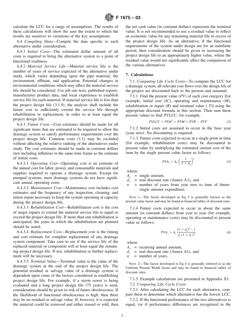 ASTM F1675-03 - Standard Practice for Life-Cycle Cost Analysis of Plastic Pipe Used for Culverts, Storm Sewers, and Other Buried Conduits