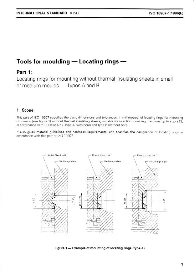 ISO 10907-1:1996 - Tools for moulding -- Locating rings