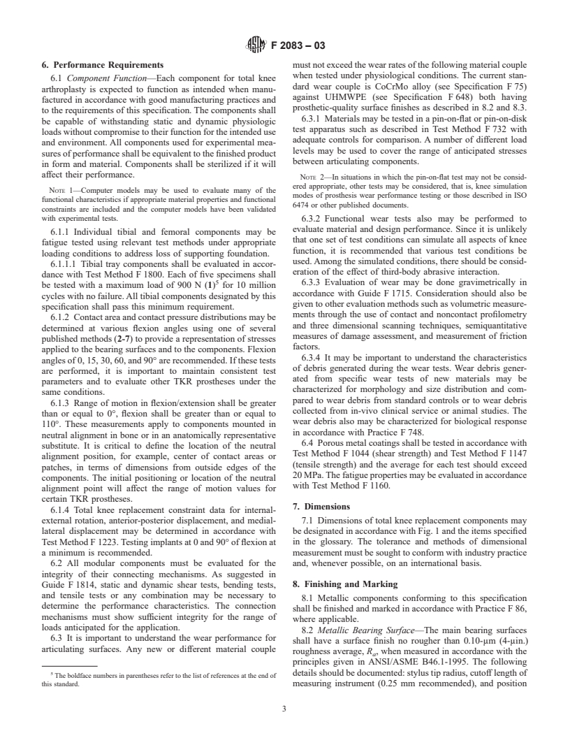 ASTM F2083-03 - Standard Specification for Total Knee Prosthesis