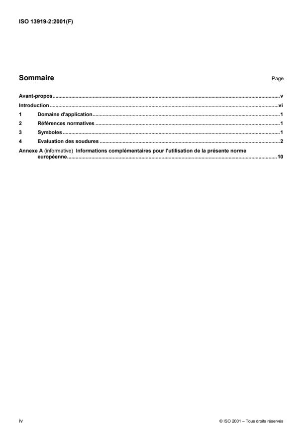ISO 13919-2:2001 ISO 13919-2:2001 - Soudage -- Assemblages soudés par faisceau d'électrons et par faisceau laser -- Guide des niveaux de qualité des défauts - Page 4 preview
