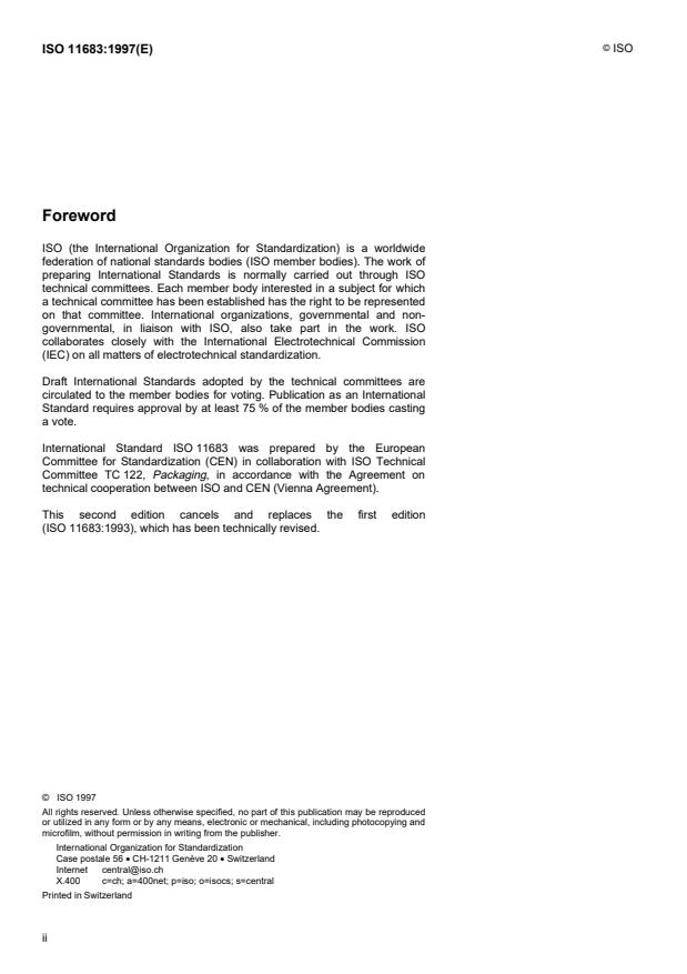 ISO 11683:1997 ISO 11683:1997 - Packaging -- Tactile warnings of danger -- Requirements - Page 2 preview