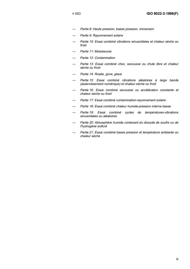 ISO 9022-3:1998 - Optique et instruments d'optique -- Méthodes d'essais d'environnement