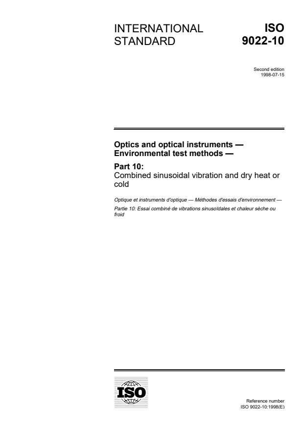 ISO 9022-10:1998 - Optics and optical instruments -- Environmental test methods