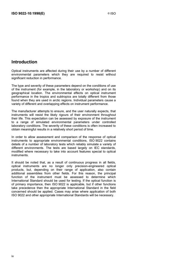 ISO 9022-10:1998 ISO 9022-10:1998 - Optics and optical instruments -- Environmental test methods - Page 4 preview