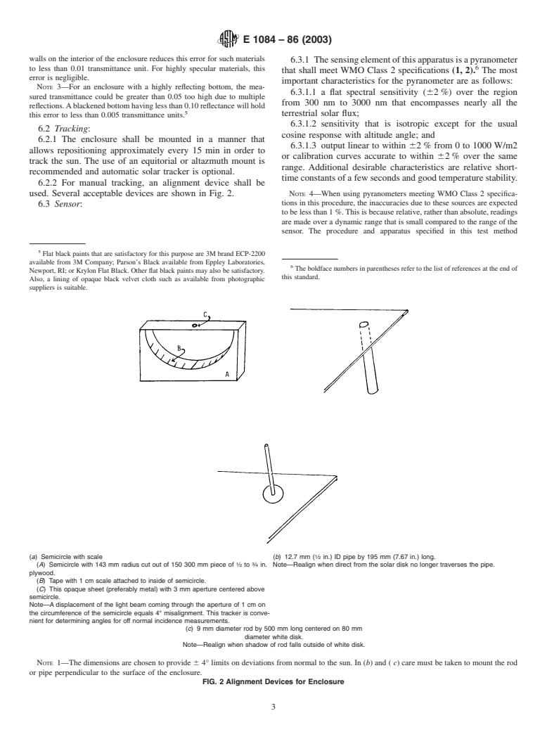ASTM E1084-86(2003) - Standard Test Method for Solar Transmittance (Terrestrial) of Sheet Materials Using Sunlight