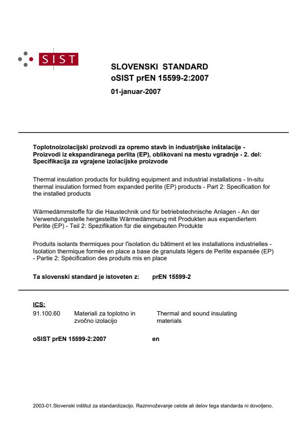 prEN 15599-2 prEN 15599-2:2007 - Page 1 preview